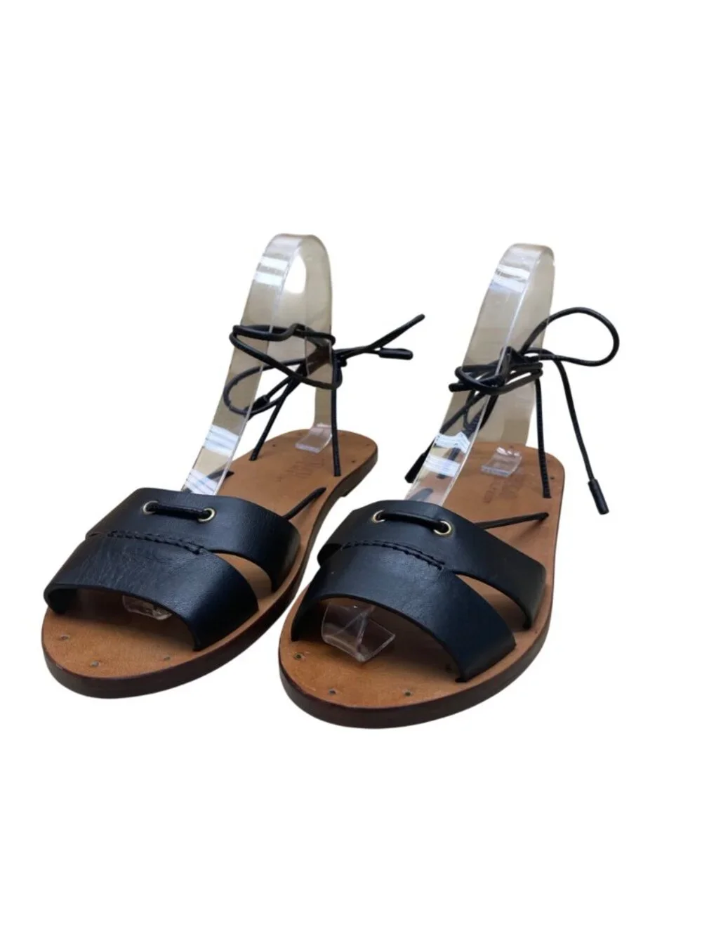 Polo Ralph Lauren Women's Black Leather Strappy Sandals Size 7.5